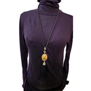 Chico's  large black and gold tassel necklace